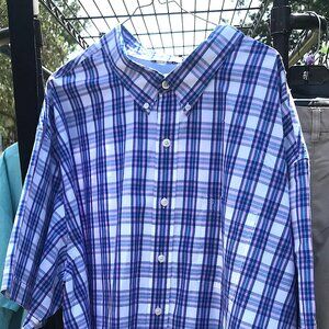 Blue Checkered Short Sleeve Shirt-4XL